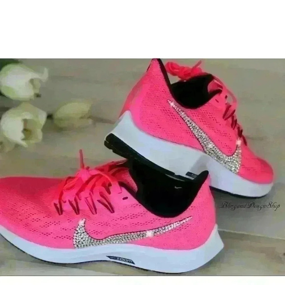 Women's Nike Air Zoom Pegasus 36 Hyper Pink Shoes made with Swarovski Crystals - Picture 8 of 8